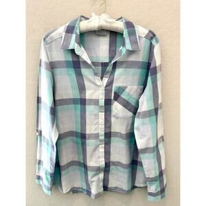 COLUMBIA | Blue White Plaid Button Down Long Sleeve Outdoors Shirt | Large
